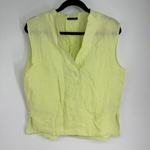 Sisley Neon Sleeveless V Neck Side Slit Blouse